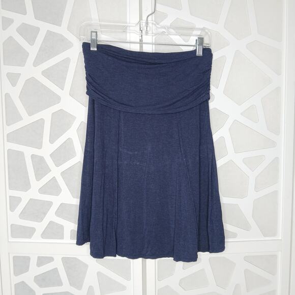 Max Studio Navy Blue Stretch Long Fold Midi Swing Skirt Womens MD Y2K 90s - Picture 6 of 10